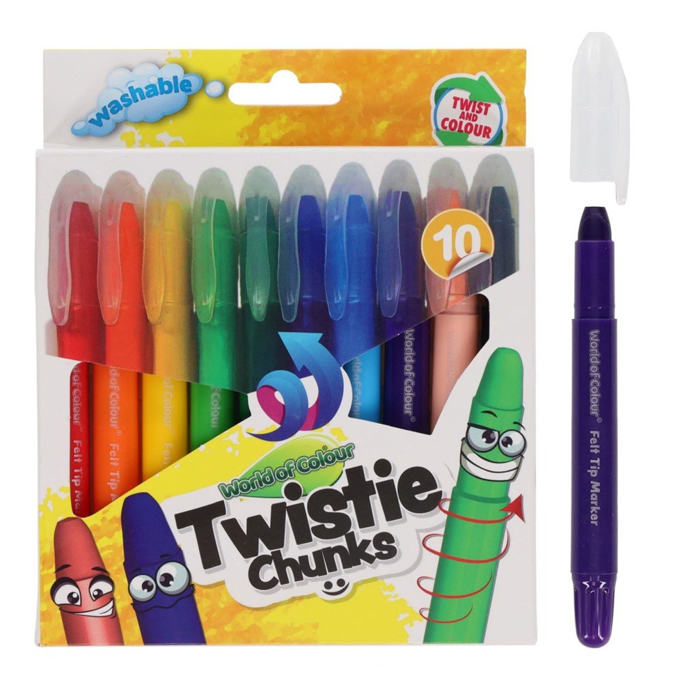 World of Colour Twisties Chunk Crayons Pack of 10 - ABC School Supplies