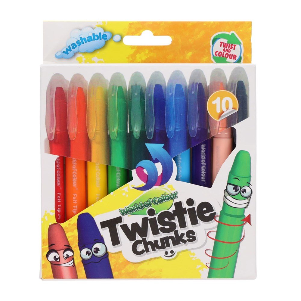 World of Colour Twisties Chunk Crayons Pack of 10 - ABC School Supplies