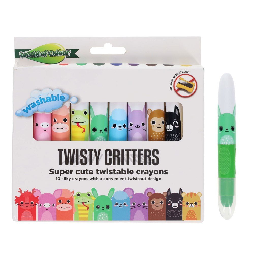 World of Colour Twisties Critters Crayons Pack of 10 - ABC School Supplies