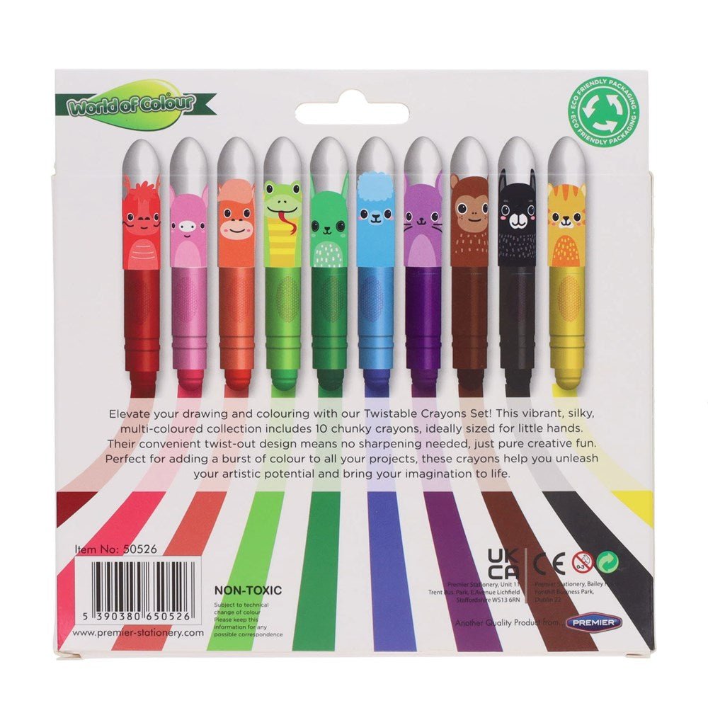 World of Colour Twisties Critters Crayons Pack of 10 - ABC School Supplies