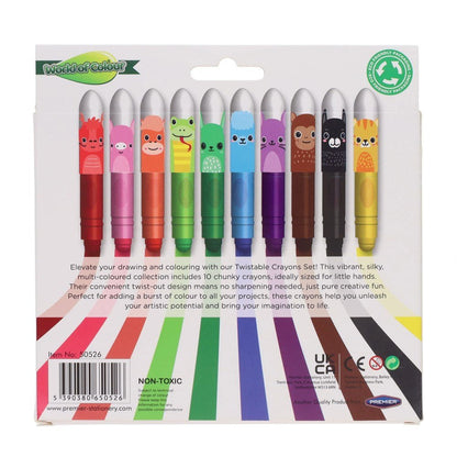 World of Colour Twisties Critters Crayons Pack of 10 - ABC School Supplies