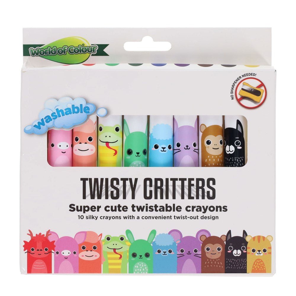 World of Colour Twisties Critters Crayons Pack of 10 - ABC School Supplies
