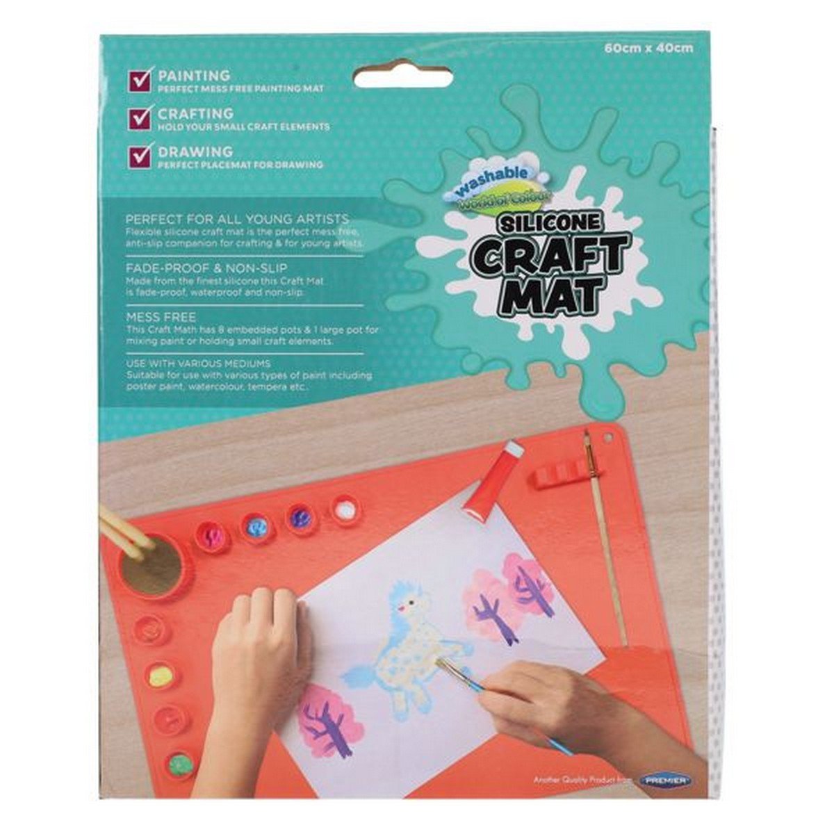 **World Of Colour Washable Silicone Craft Mat 60X40Cm - Coral - ABC School Supplies