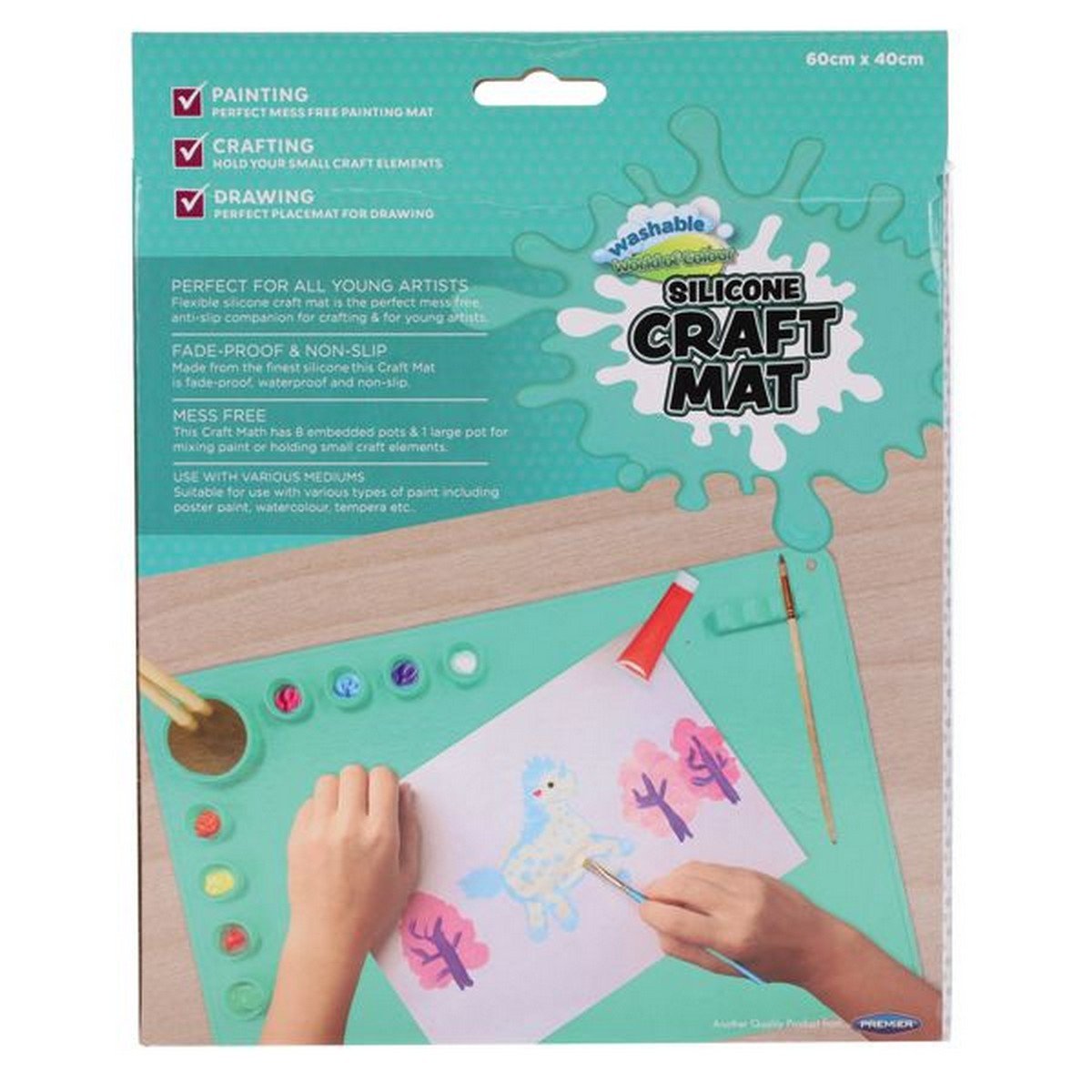 **World of Colour Washable Silicone Craft Mat 60X40Cm - Mint - ABC School Supplies