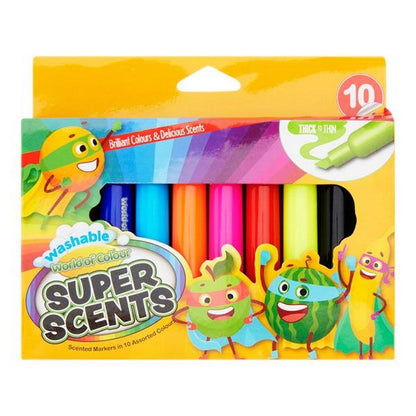 World Of Colour Washable Super Scents Markers Pack Of 10 - ABC School Supplies