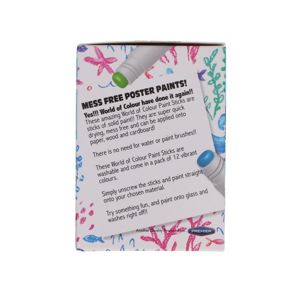 World of Colour World of Colour Box 12 Washable Poster Paint Sticks - ABC School Supplies