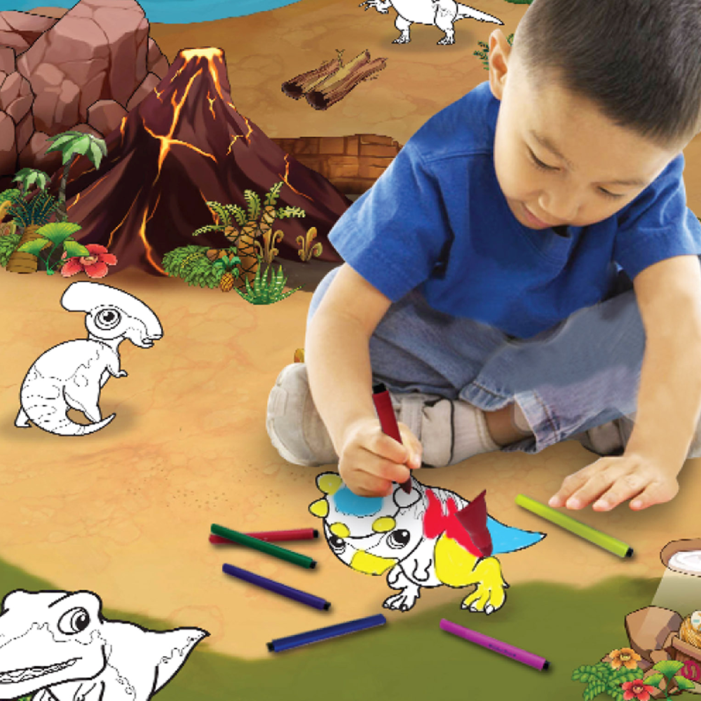 **Xl Colour N Wipe Dinosaur Playmat 200X 120 Cm - ABC School Supplies