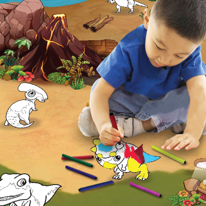 **Xl Colour N Wipe Dinosaur Playmat 200X 120 Cm - ABC School Supplies