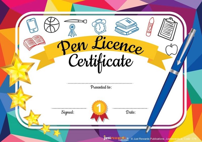 Pen Licence Template Free Printable